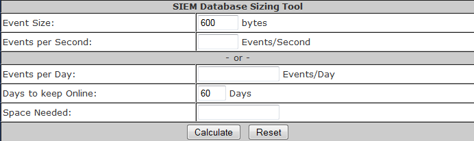 SIEM Calculator