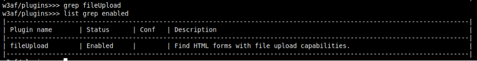 Figure 10: Grep Plugin for file upload