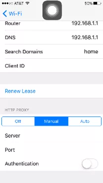 Screenshot of the wi-fi settings on an at & t phone