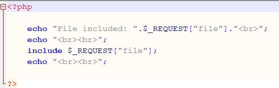 A typical example of PHP code that is vulnerable to file inclusion attacks