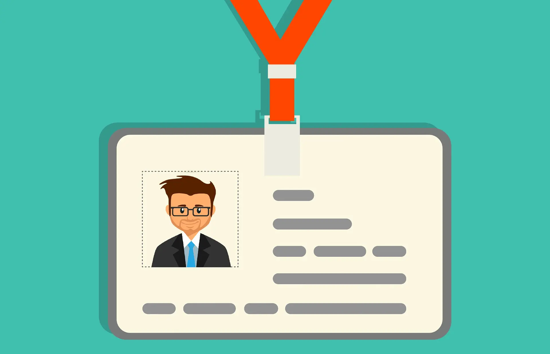 an id card with a picture of a man wearing glasses