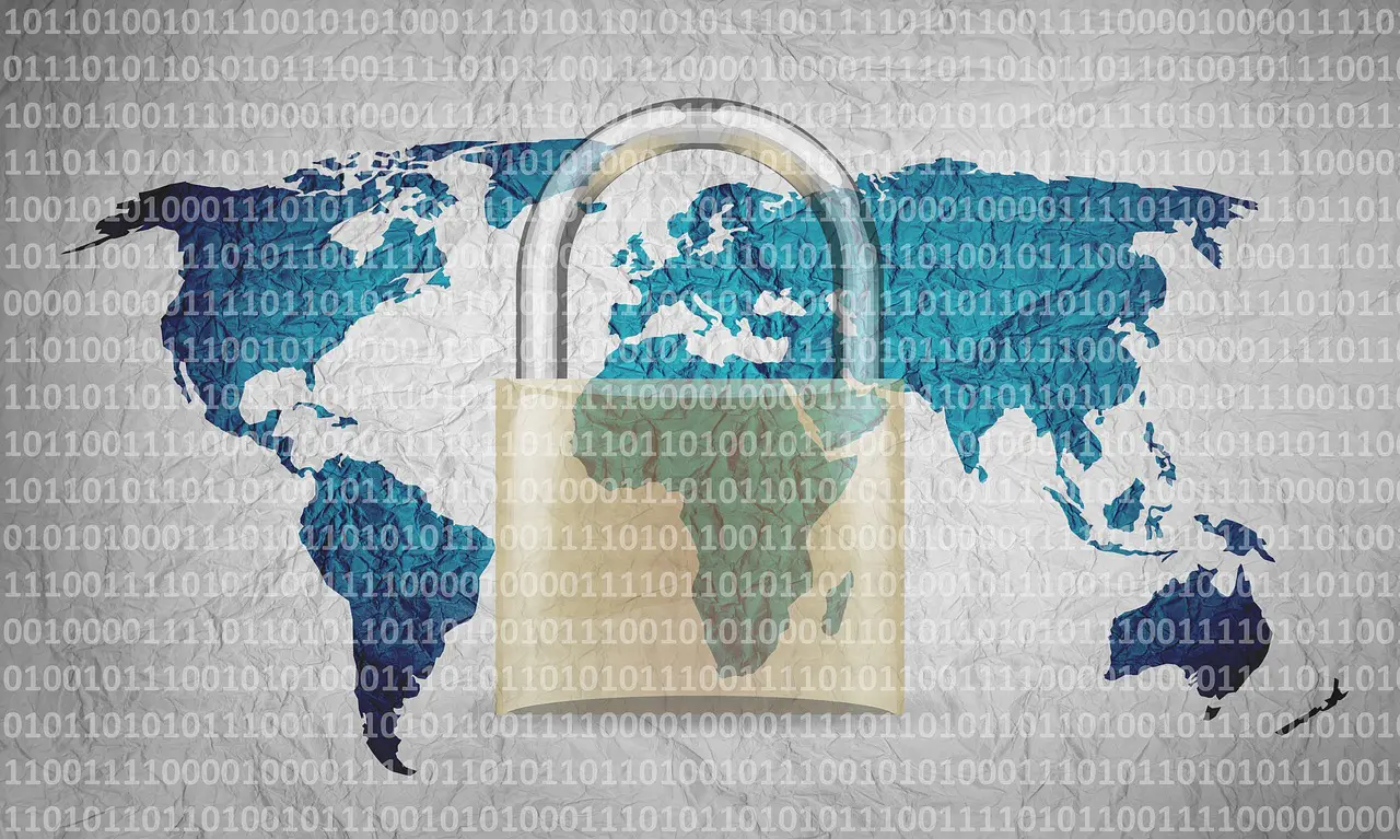 a map of the world with a padlock on it