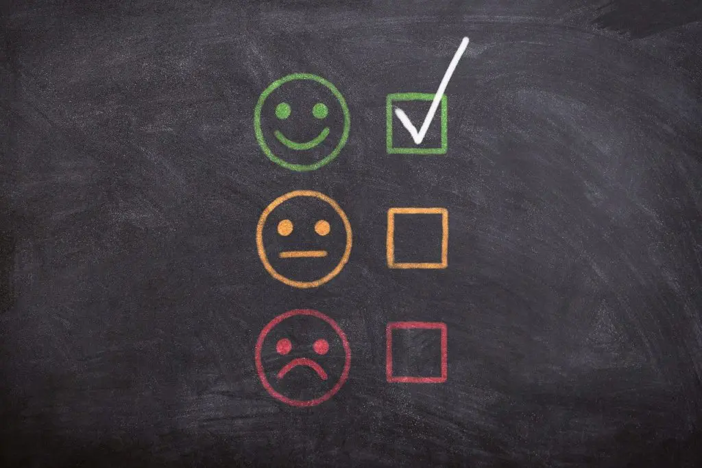 a blackboard with smiley faces and a check mark
