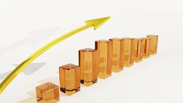 a 3d rendering of a graph with an arrow pointing up