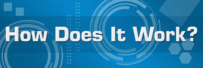 a blue background with circles and the words how does it work