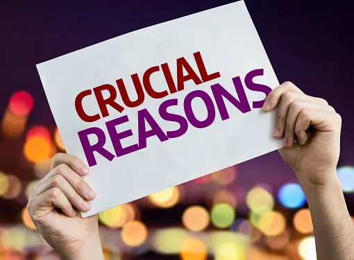 a person is holding a sign that says crucial reasons