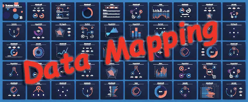 a collection of charts and graphs with the words data mapping in red