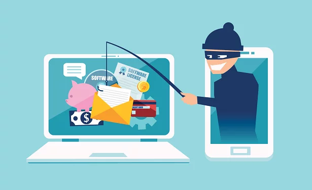 Illustration of a thief fishing for a software license
