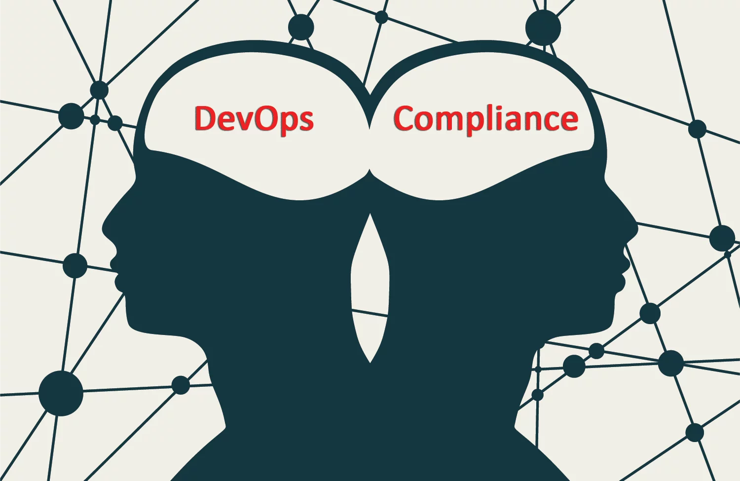 two heads with the words devops and compliance on them