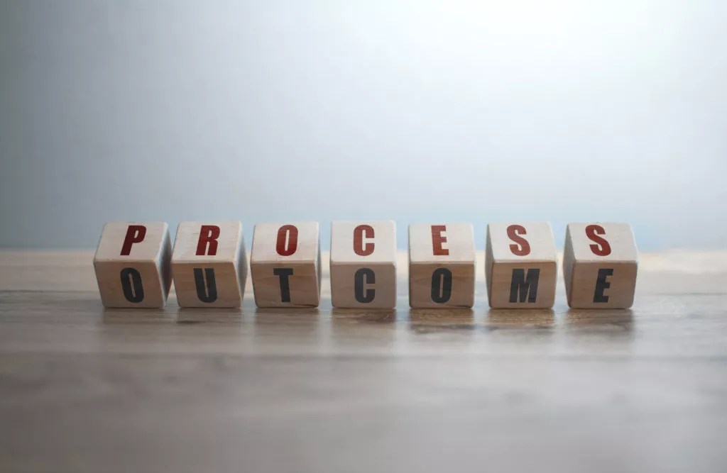 wooden letter blocks spelling out the word 'process'