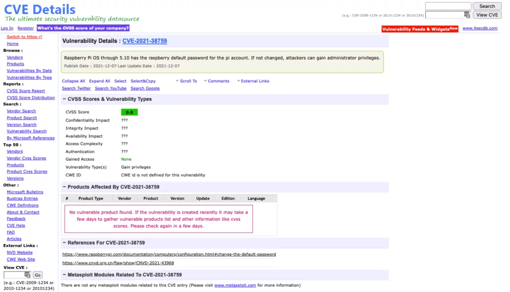 a screenshot of the cve details page