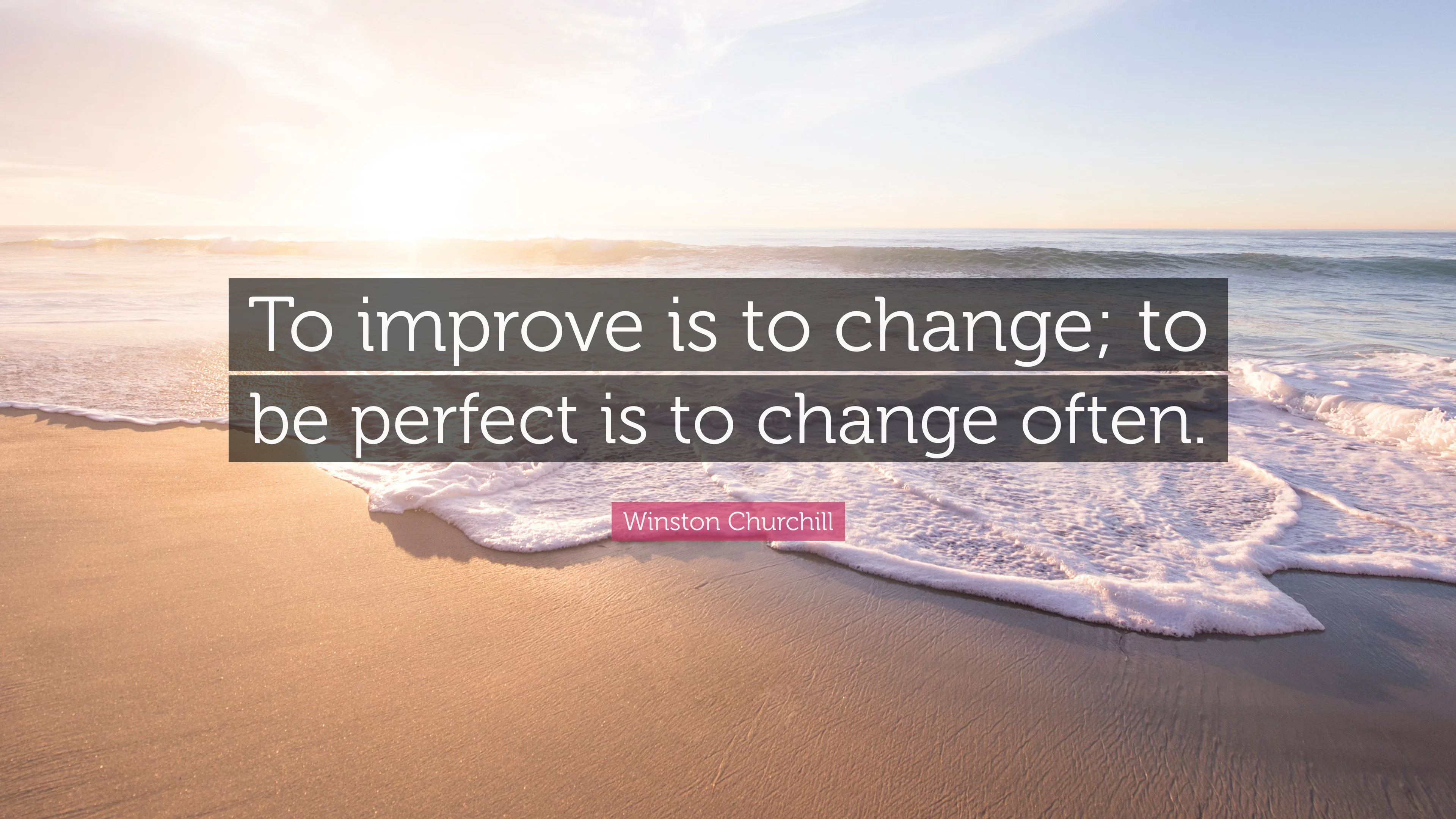 a quote by winston churchill with a beach in the background