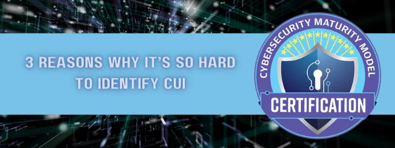 a cybersecurity maturity model certification logo on a blue background