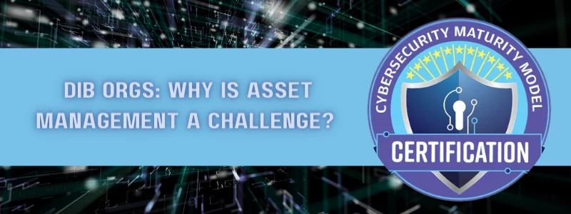 a cybersecurity maturity model certification logo on a blue background