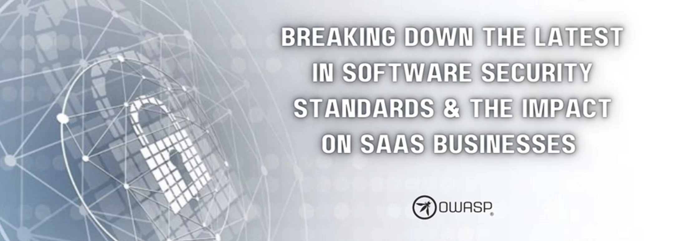 Banner with a padlock explaining software security standards & the impact on SAAS businesses