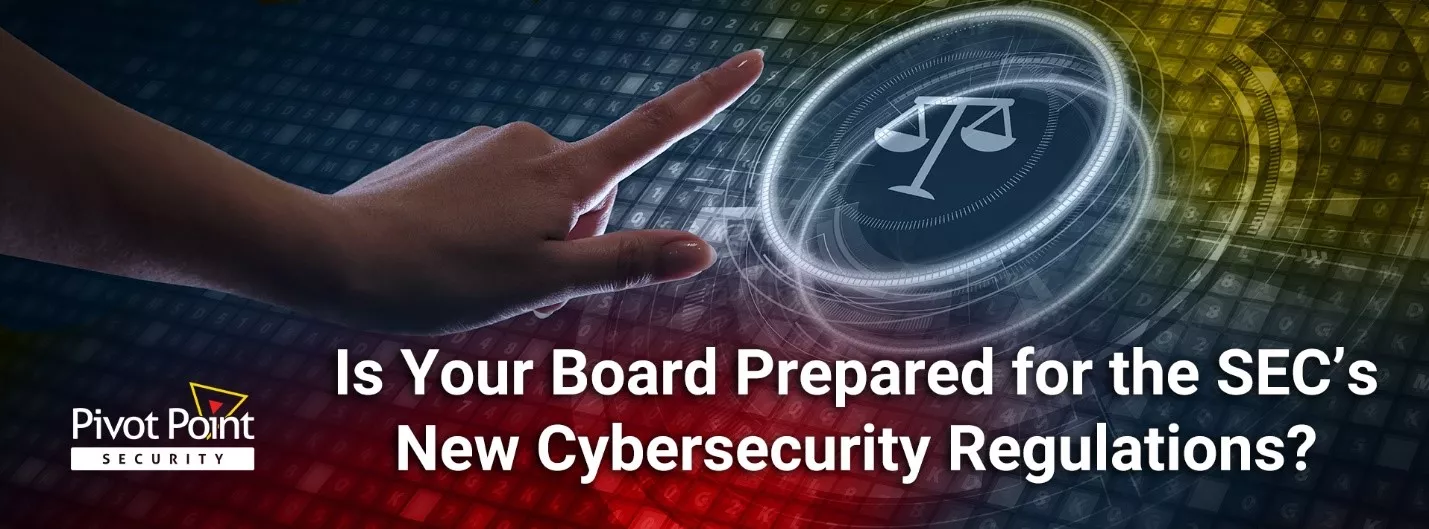 poster with the words is your board prepared for the sec 's new cybersecurity regulations