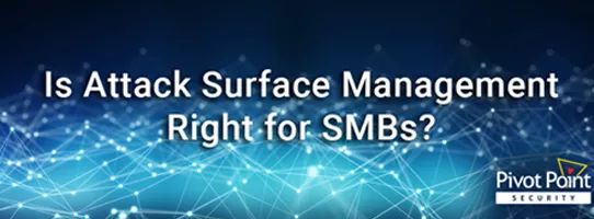 the question 'is attack surface management right for SMBs?' with a background of glowing lines connected by dots