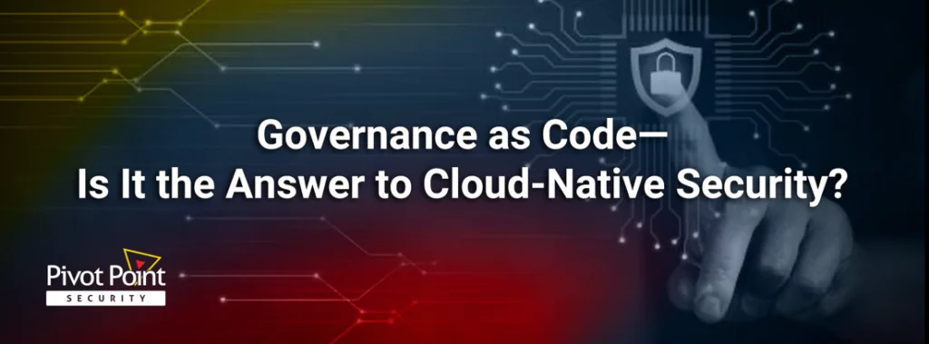 the question 'governance as code-is it the answer to cloud-native security' with a hand pointing to an icon in the background