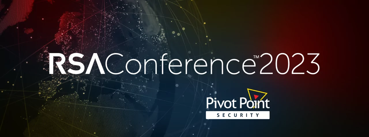 Pivot Point Security banner sharing the rsa conference 2023 with a globe in the background