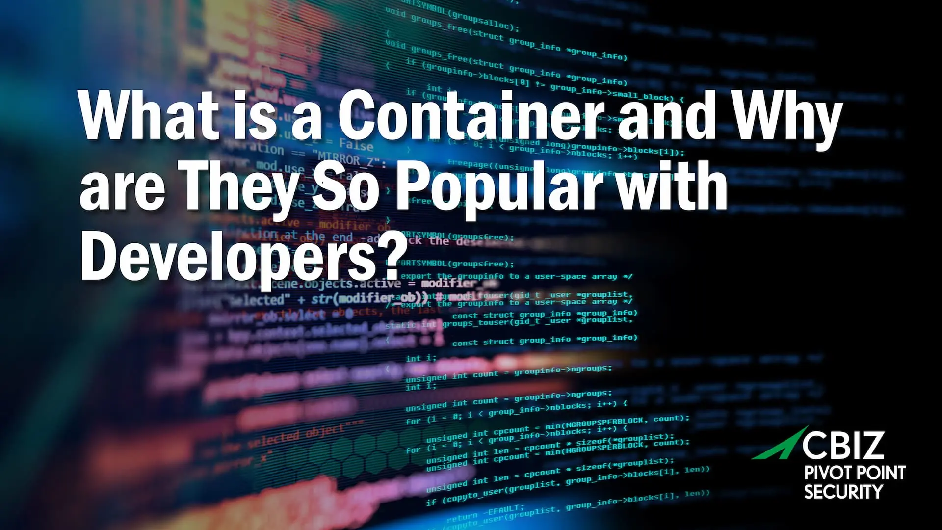 Pivot Point Security Banner explaining what is a container & why they are popular with developers