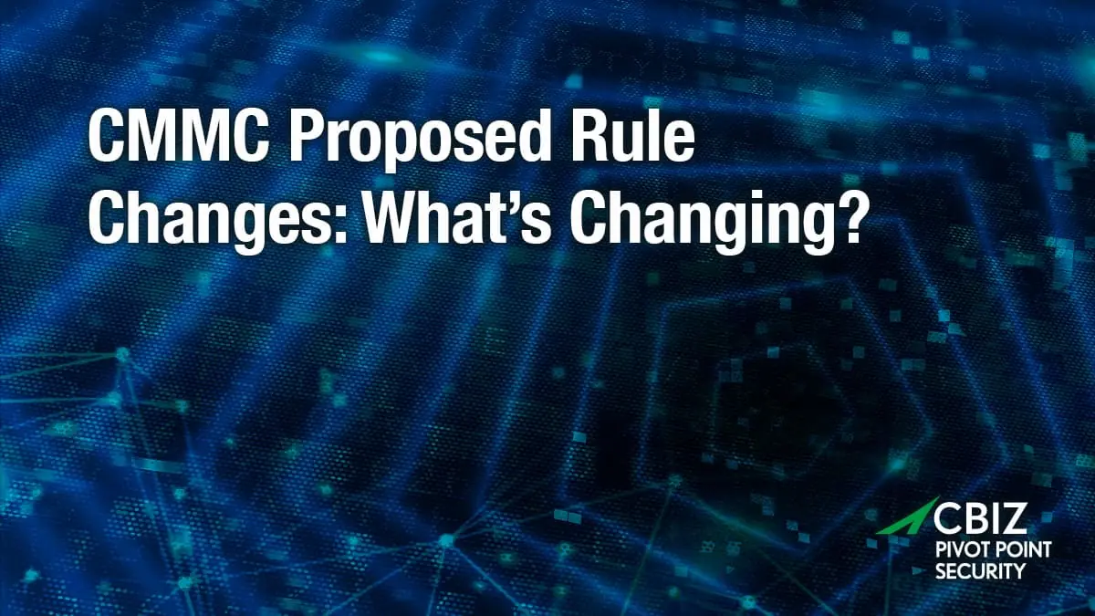 a blue background with the words cmmc proposed rule changes