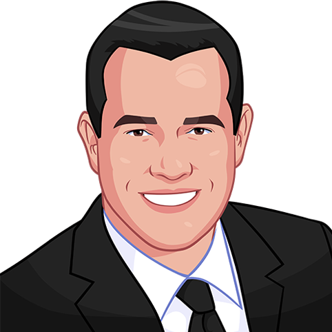 a cartoon drawing of a man in a suit and tie
