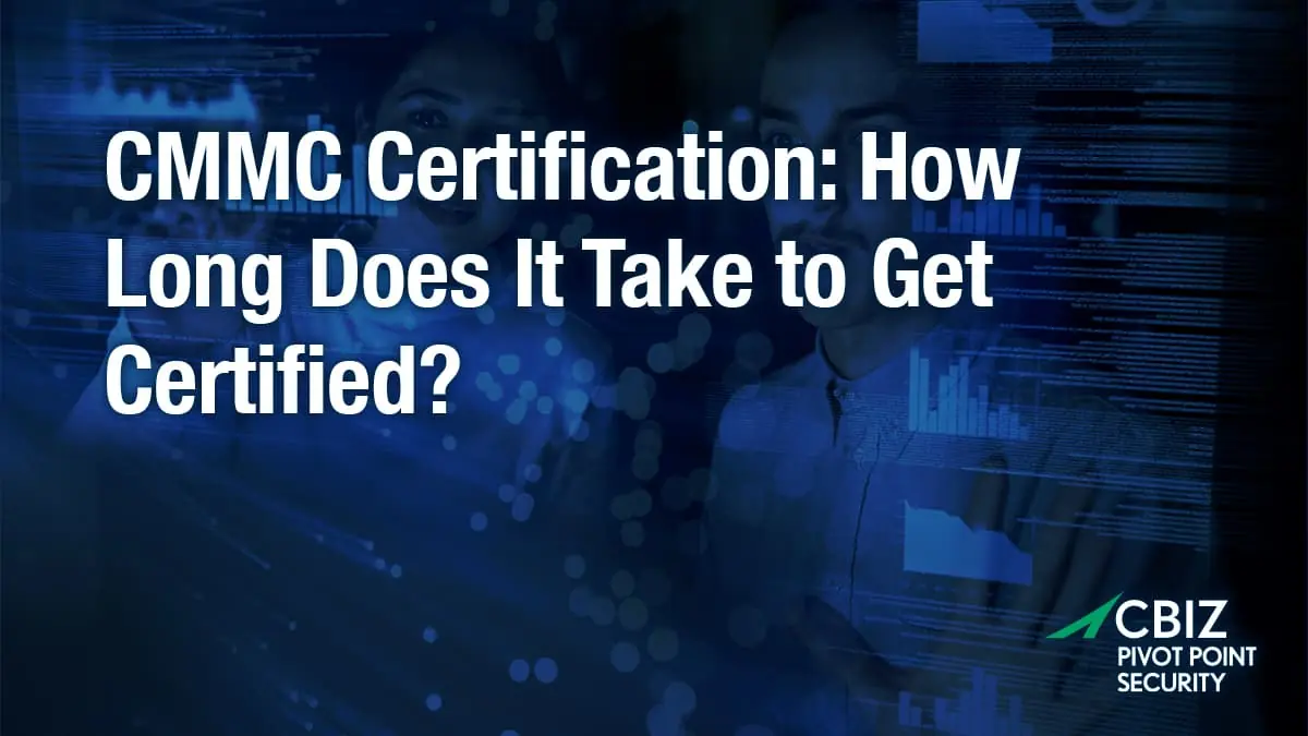 CBIZ Pivot Point Security banner explaining how long it takes to get CMMC certification