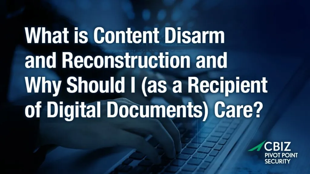 a person typing on a keyboard with the words what is content disarm and reconstruction